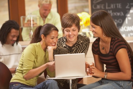 Women looking at laptop computer